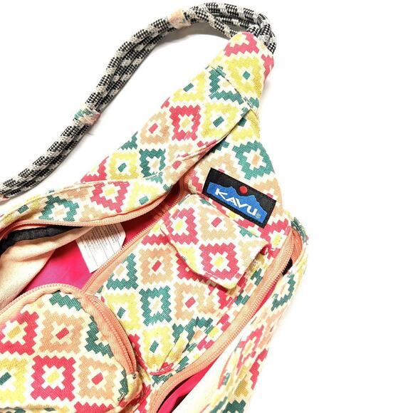 KAVU Crossbody Rope Sling Bag Backpack Tribal Aztec Southwestern Hiking Camping - Picture 15 of 15